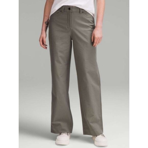 Lululemon City Sleek 5 Pocket Wide Leg High-Rise Pants Women's Size 29 Sage Gray - Picture 1 of 10
